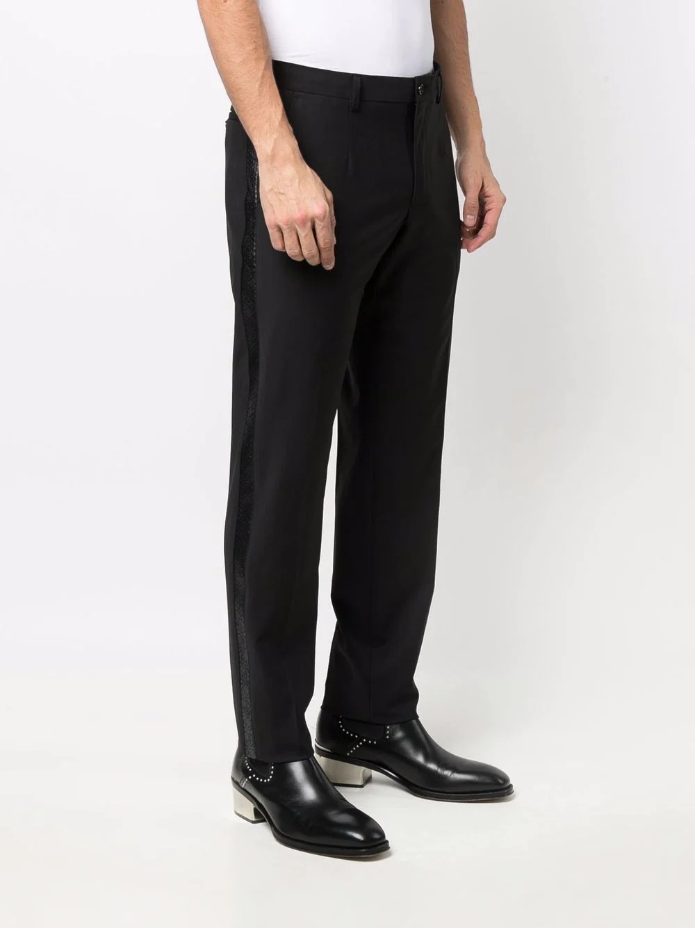 side-stripe straight-leg trousers - 3