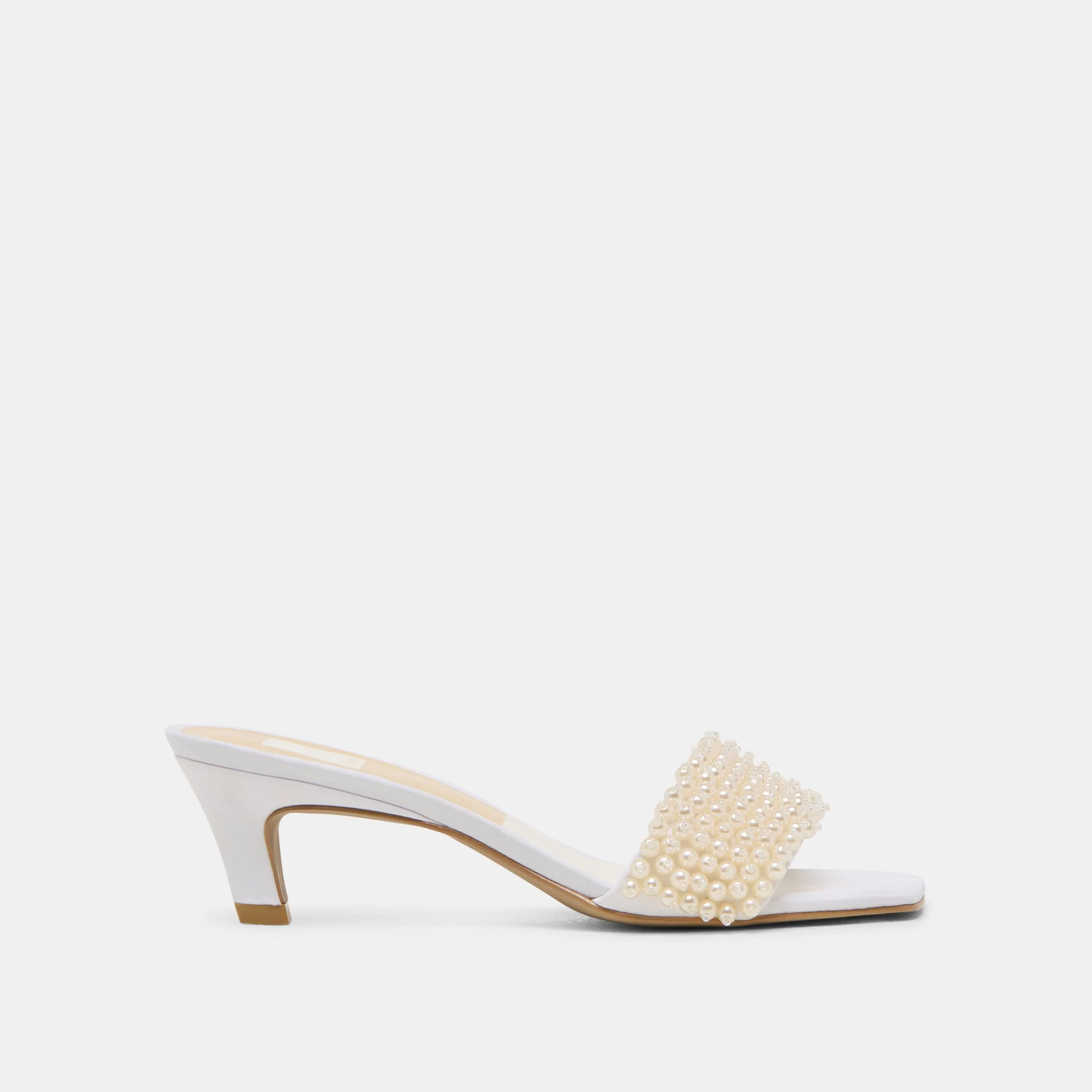 REXA PEARL HEELS OFF WHITE SATIN - 1