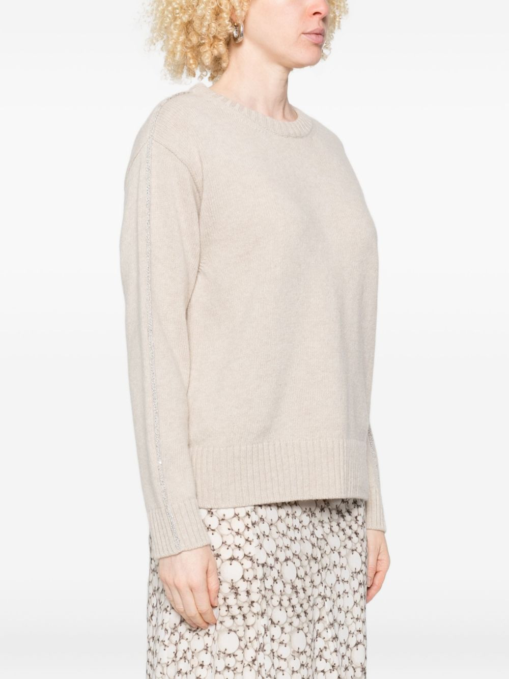 embellished crew-neck sweater - 3