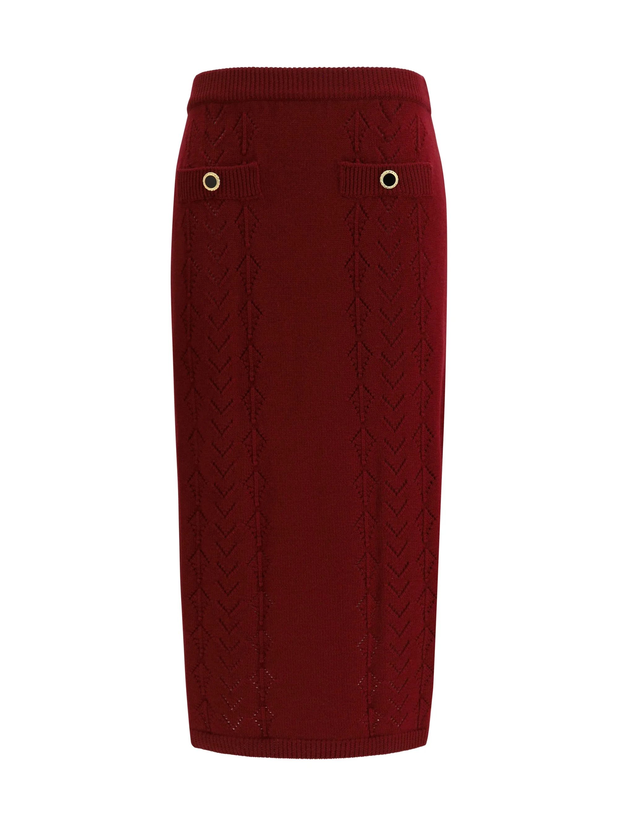 Alessandra Rich Merino Wool Midi Skirt Bordeaux - 1