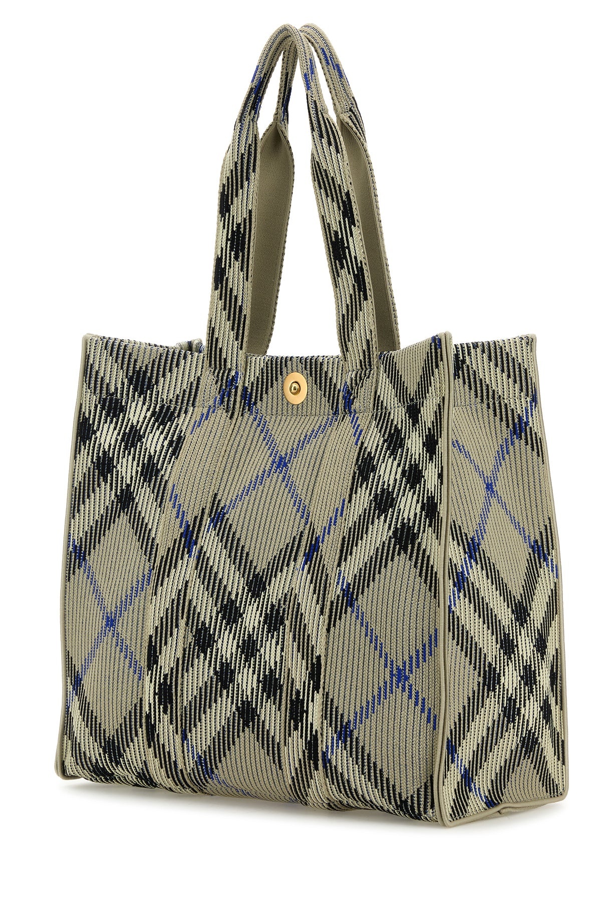 Embroidered canvas medium Check shopping bag - 2