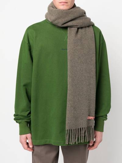 Acne Studios logo-tag frayed-edge scarf outlook