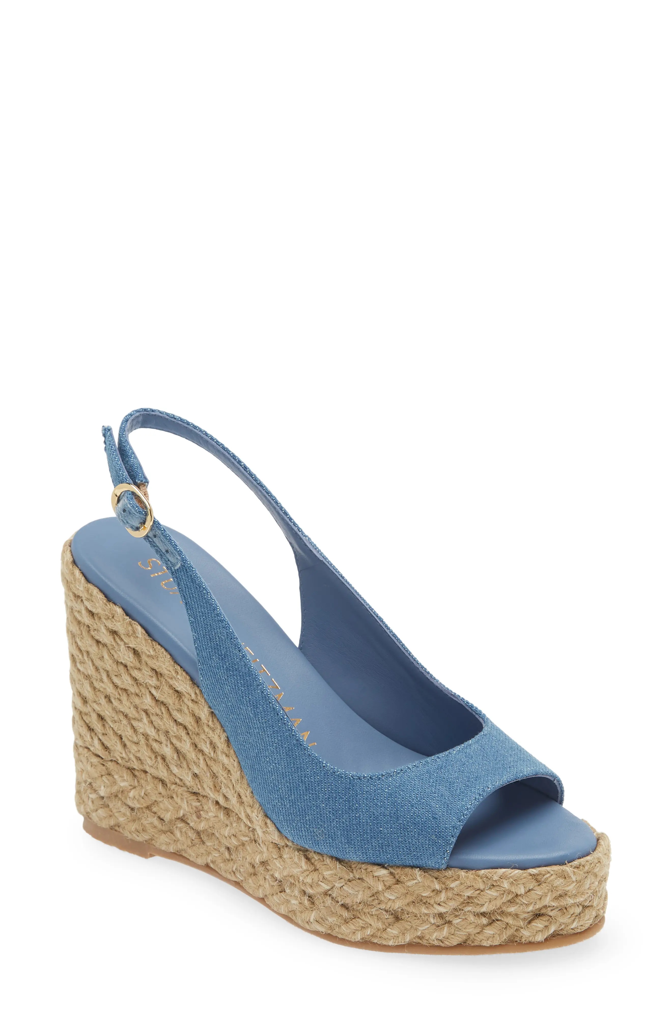 Island Espadrille Wedge Sandal in Washed/Natural/vintage Denim - 1