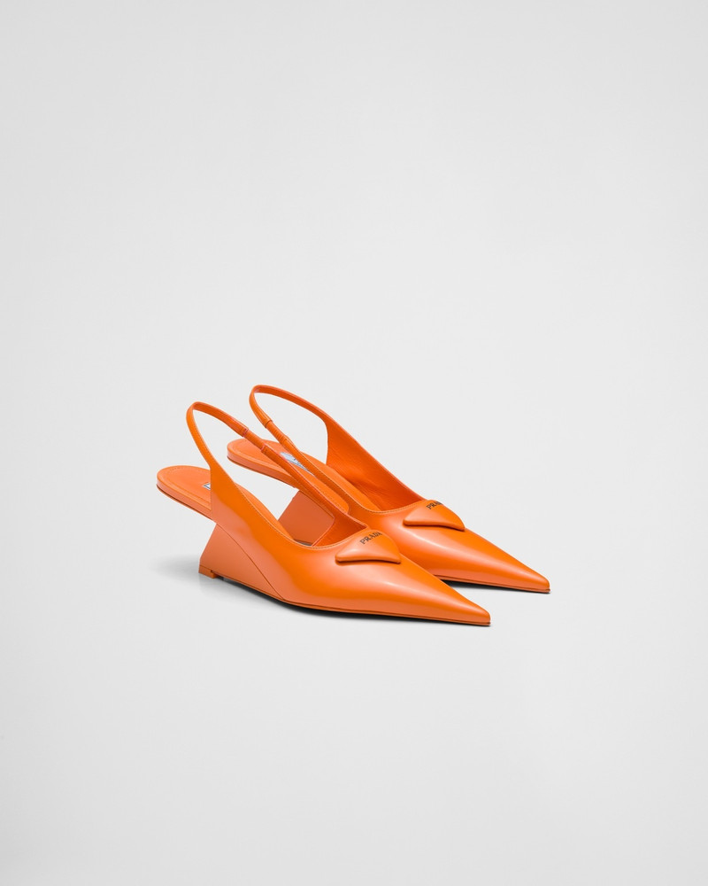 Prada Brushed leather slingback pumps outlook
