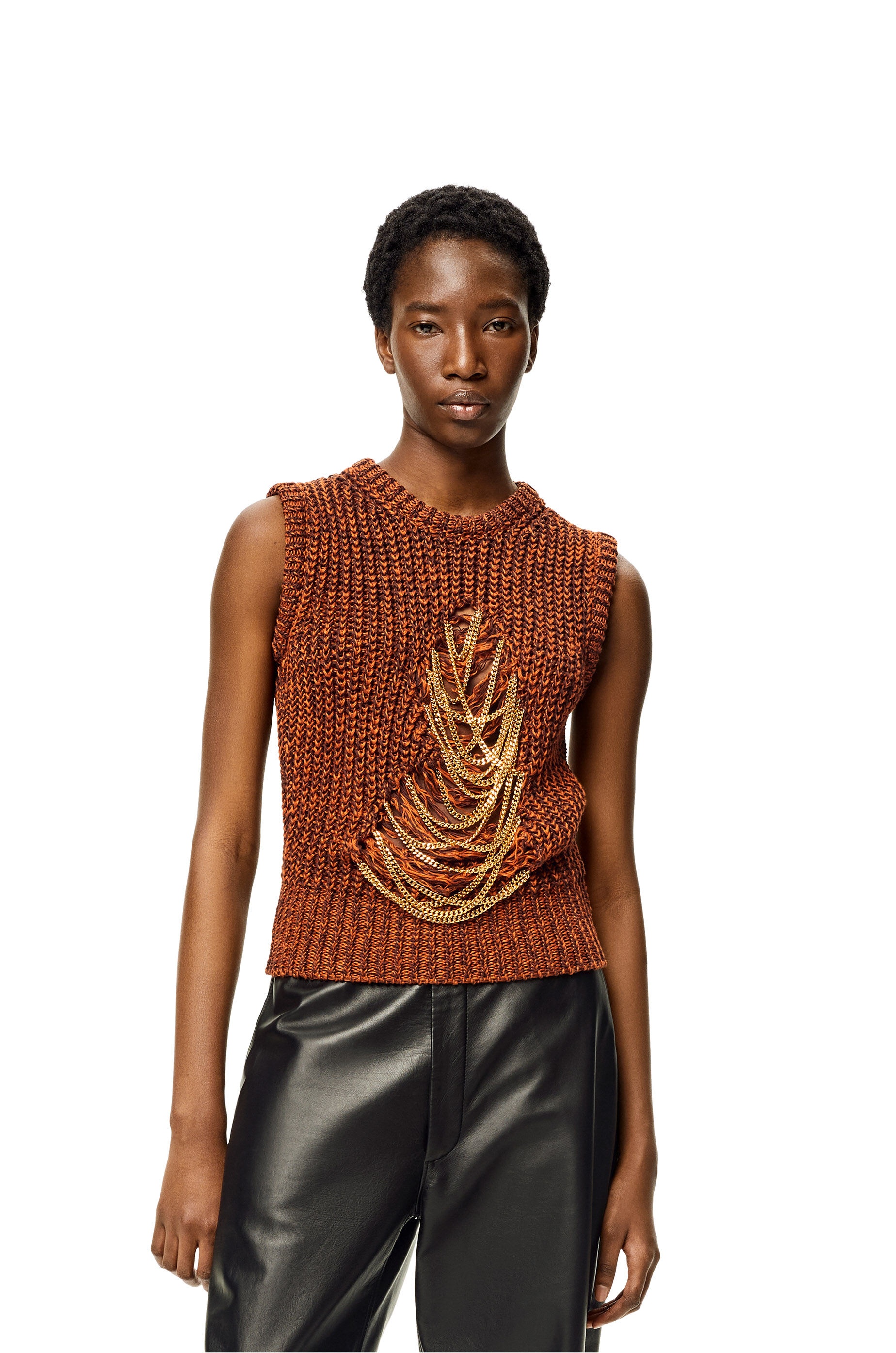 Ripped chain vest in hemp and linen - 3