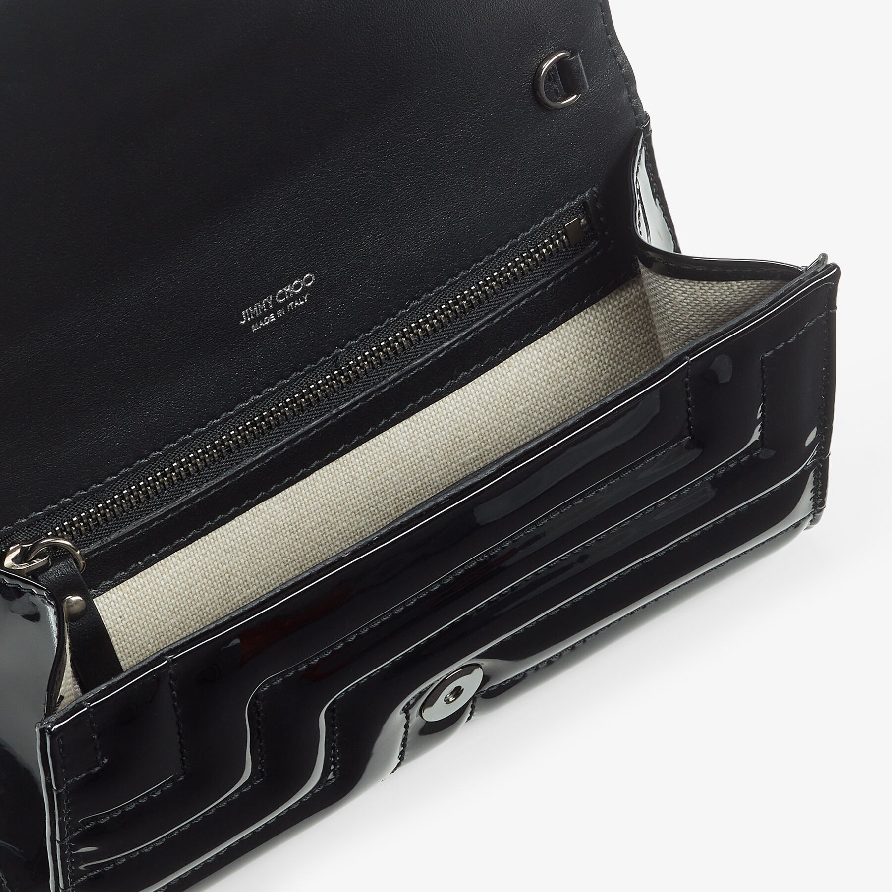 Varenne Wallet/chain
Black Patent Wallet with Chain Strap - 5