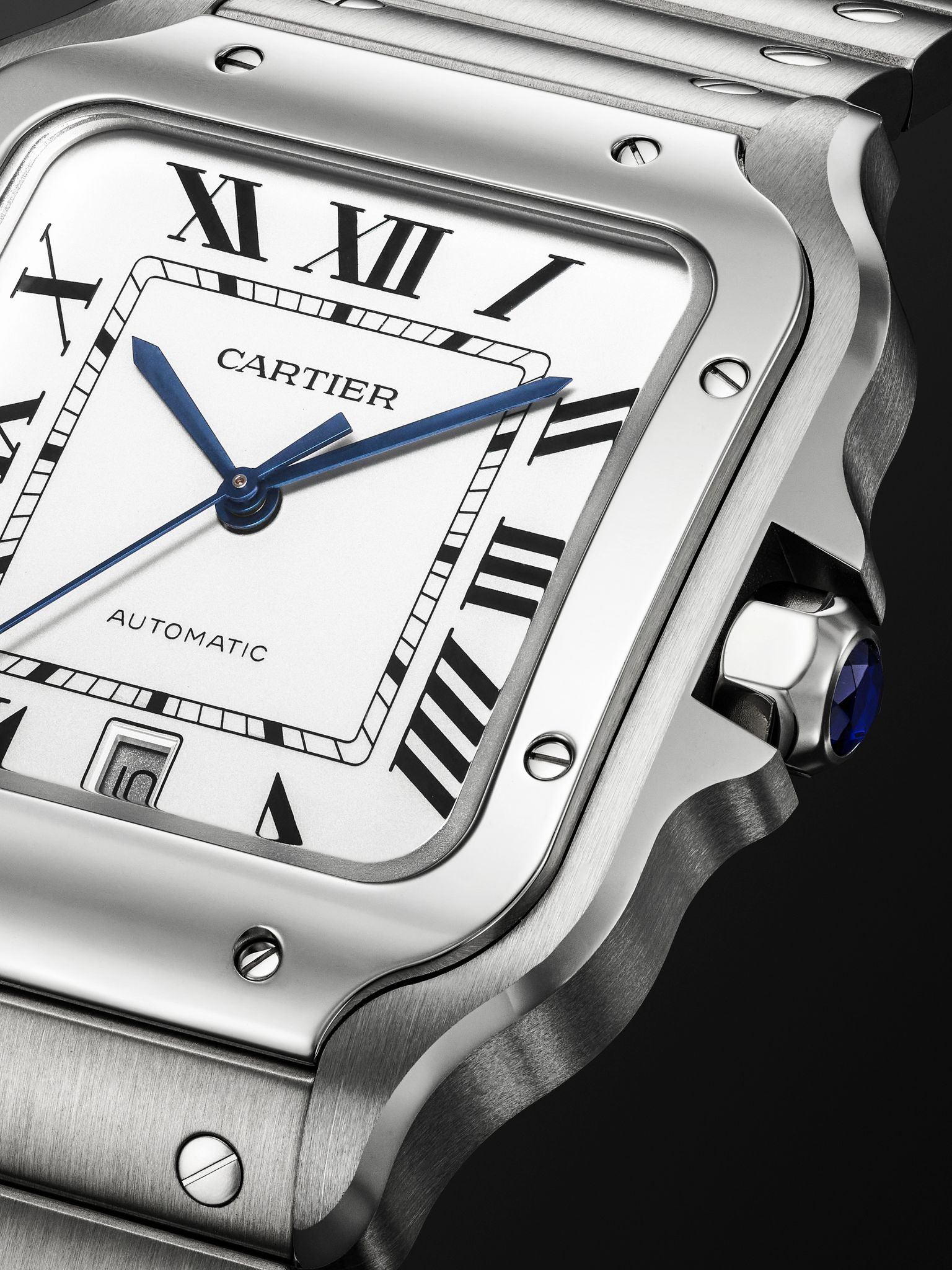 Santos Large Automatic 39.8mm Interchangeable Stainless Steel and Leather Watch, Ref. No. CRWSSA0018 - 5