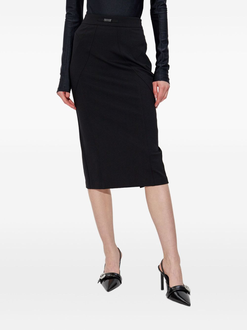 waistband-detail pencil skirt - 3