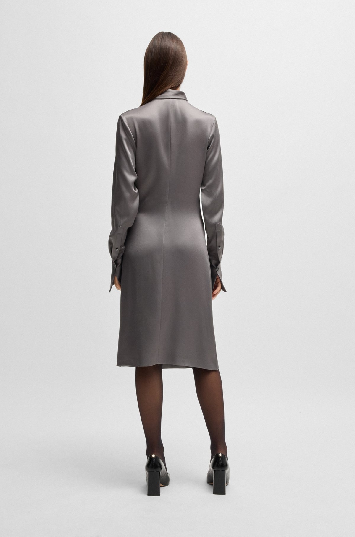 LONG-SLEEVED DRESS WITH SCARF NECKLINE - 4
