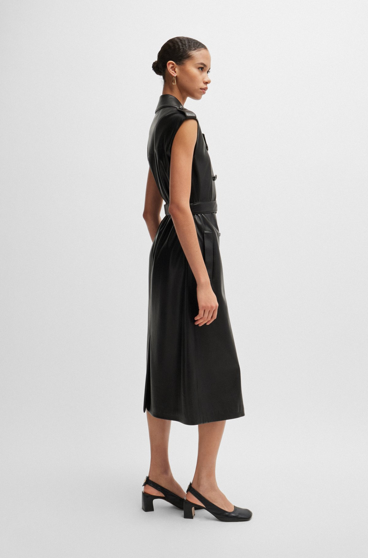FAUX-LEATHER DRESS WITH DOUBLE-BREASTED FRONT - 6