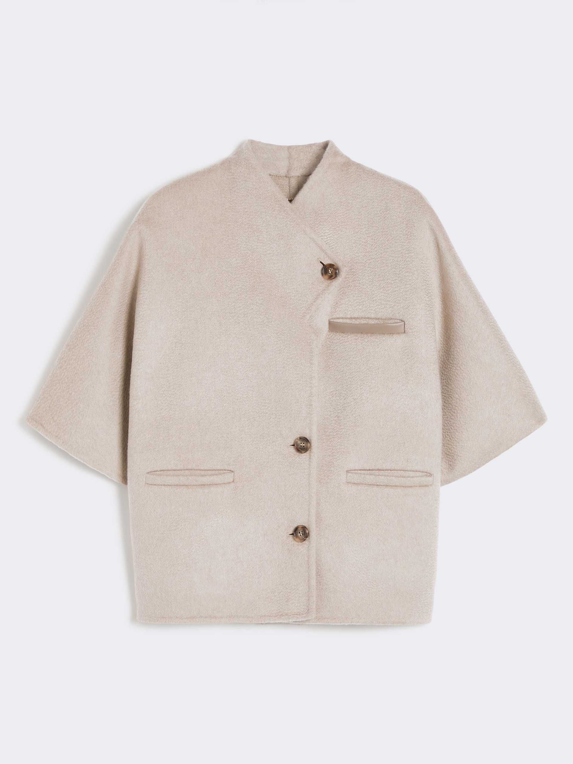 ANDALO Long cropped cape in cashmere drap - 1