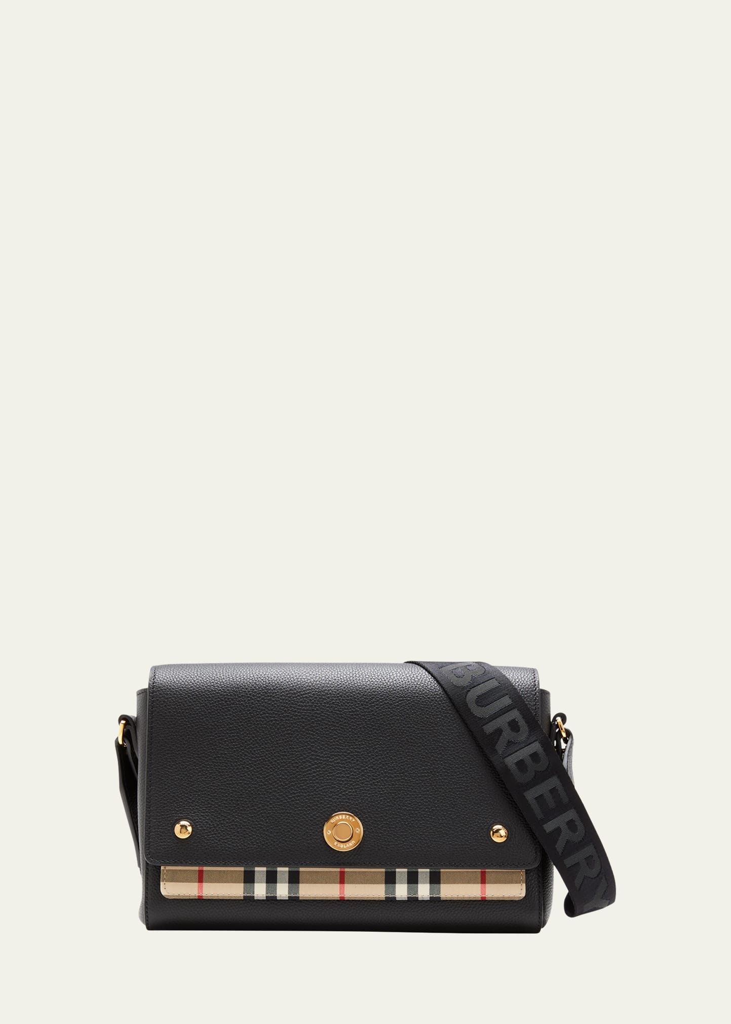 Note Medium Leather & Vintage Check Crossbody Bag - 1