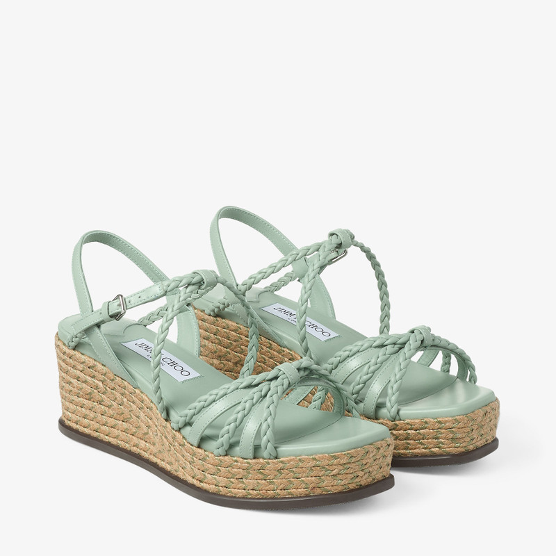 Nyra 60 Verde Nappa Leather Sandal Wedges 3