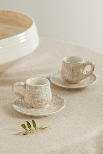 Brunello Cucinelli Set of two glazed ceramic mugs and saucers outlook