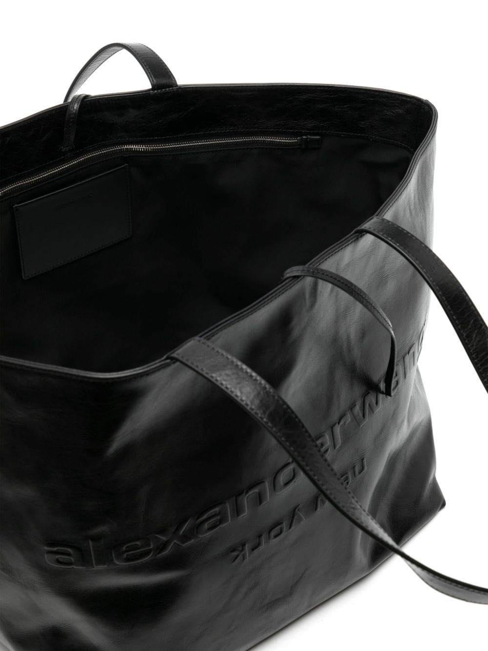 Punch logo-embossed leather tote bag - 5