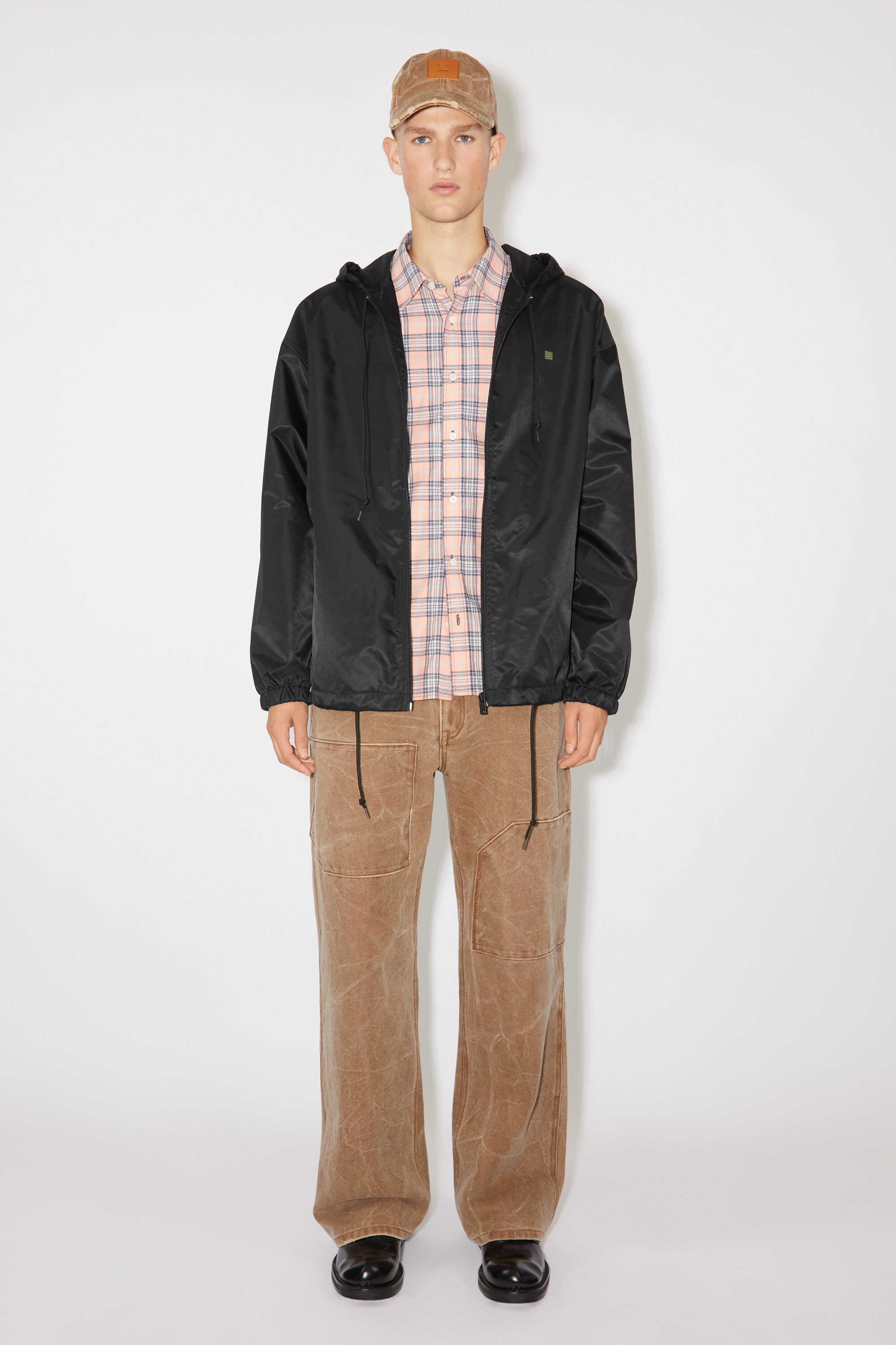 Hooded nylon jacket - Black - 2