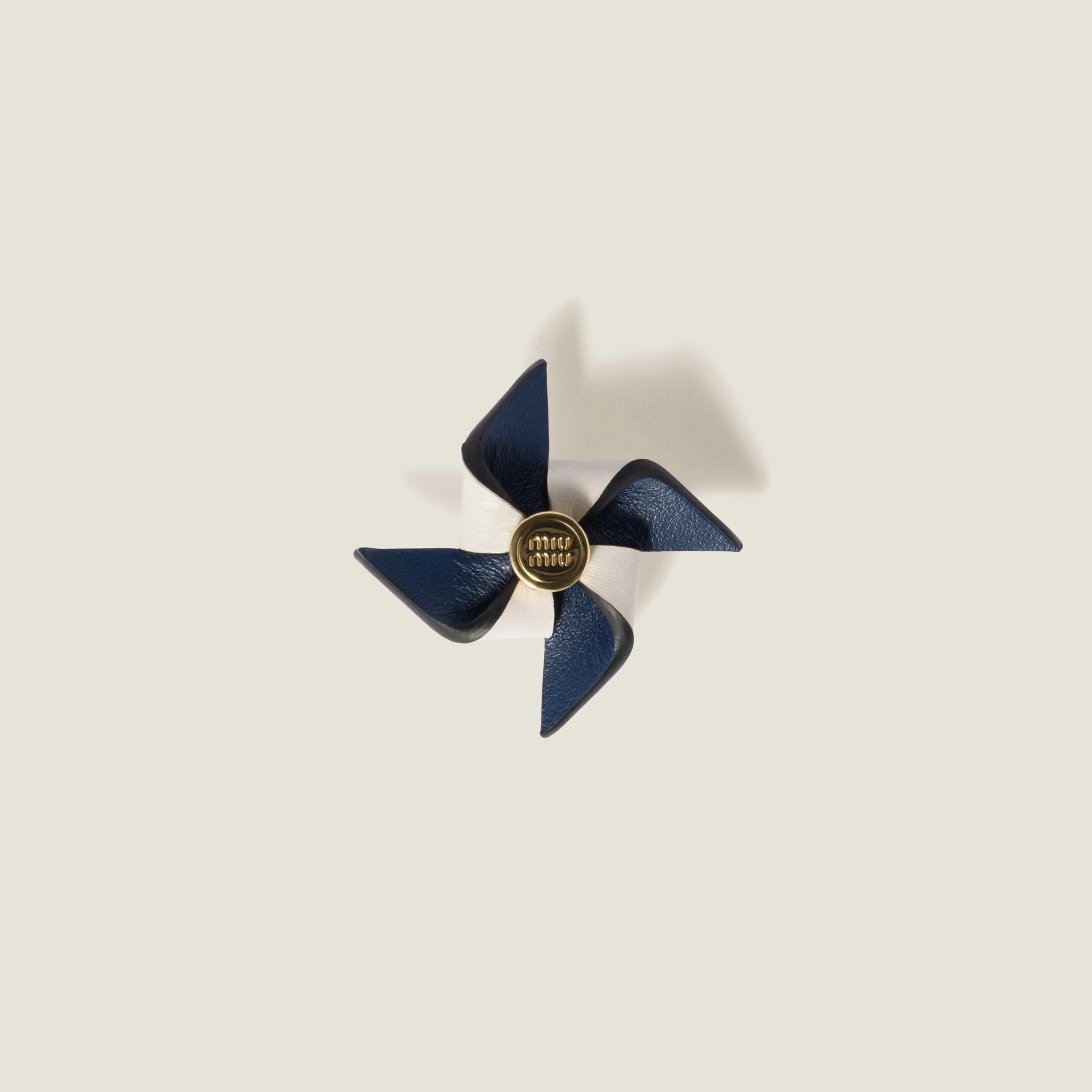 Leather pinwheel brooch - 1