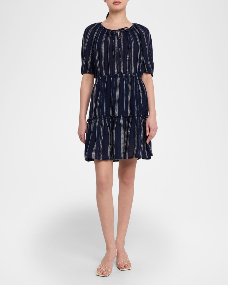 Rails Saba Stripe Linen Puff-Sleeve Mini Dress outlook