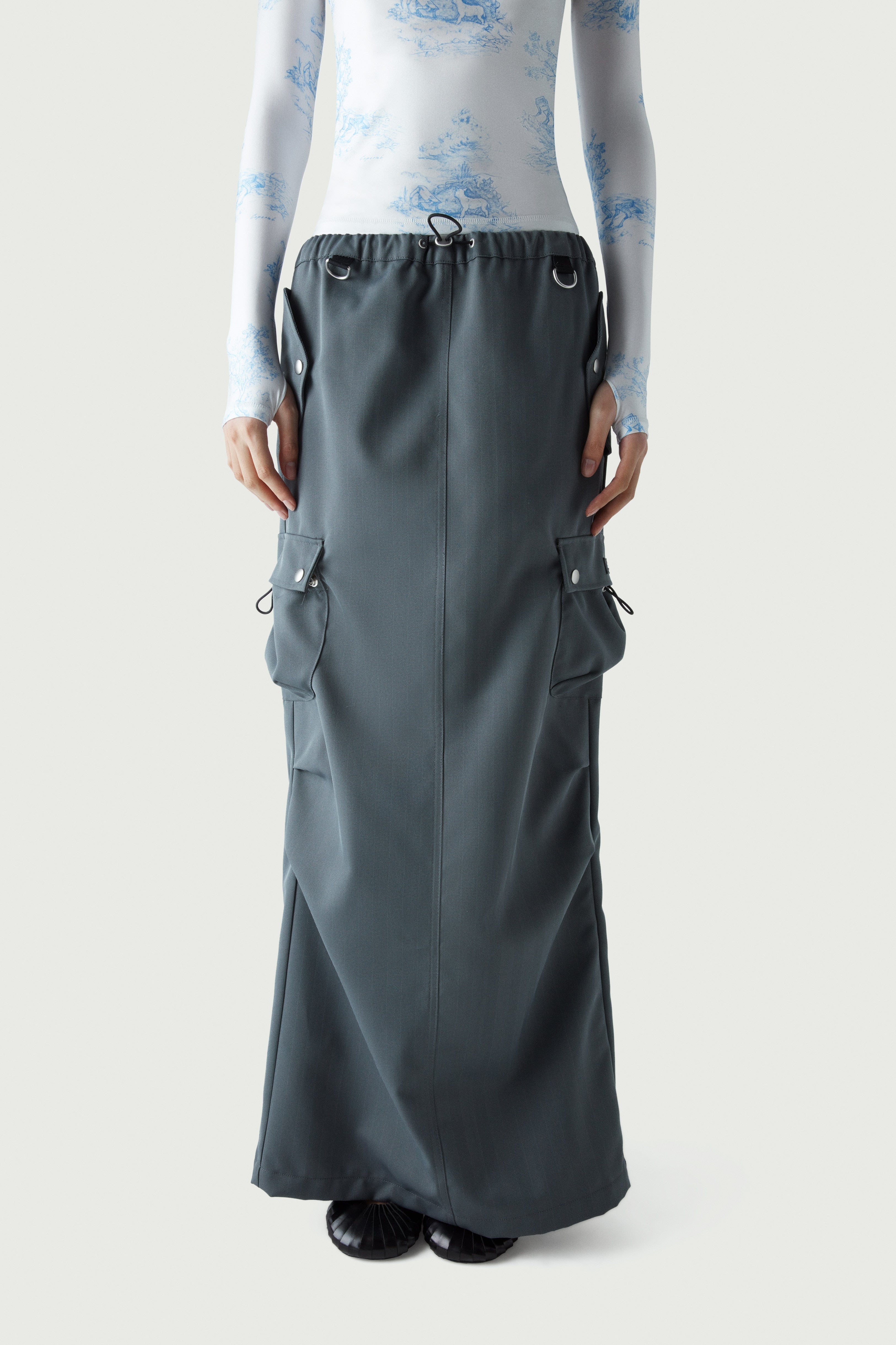 Tailored Cargo Maxi Skirt - 1