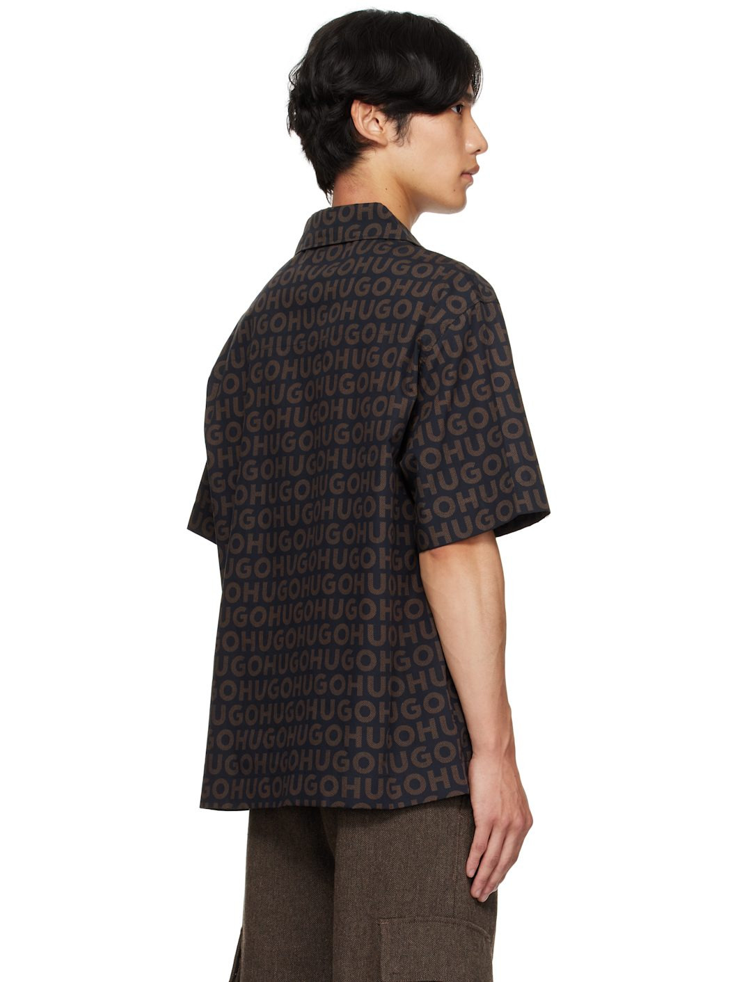 Black & Brown Oversize-Fit Printed Cotton Poplin Shirt - 3