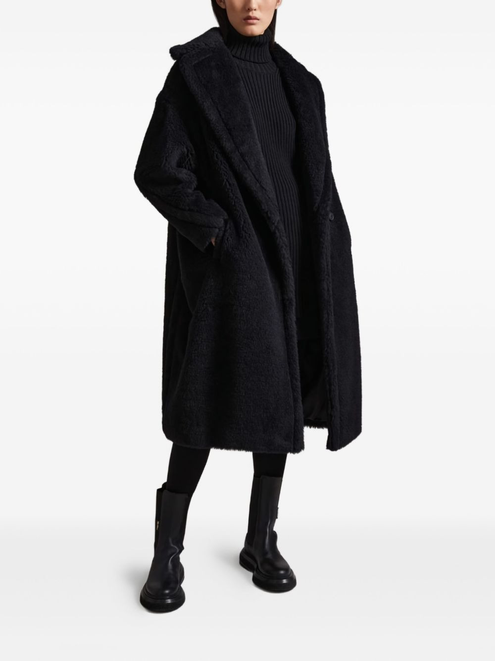 flecce collar coat - 3