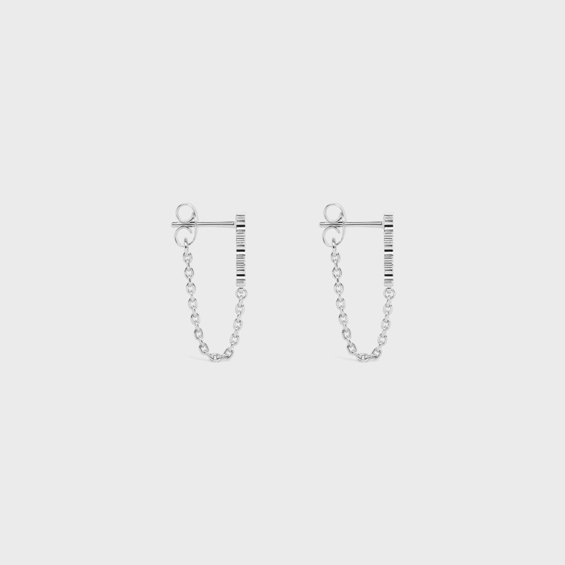 Triomphe Chain Earrings 에 Brass 와 Rhodium 끝 3