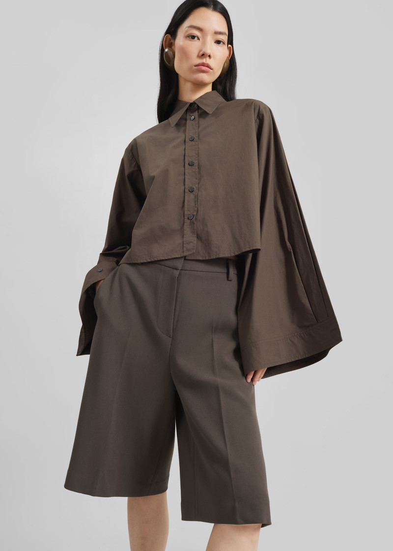 Dharoi Adjustable Sleeve Layered Shirt - Brown 5