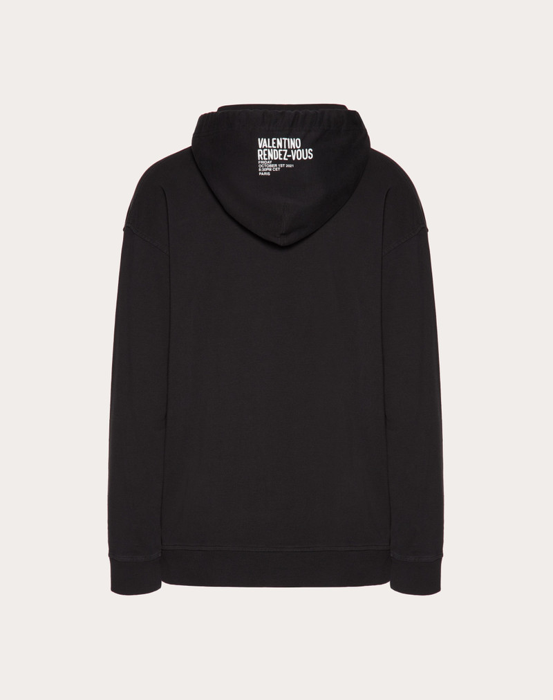 Valentino HOODED COTTON SWEATSHIRT WITH VALENTINO ARCHIVE 1985 PRINT outlook