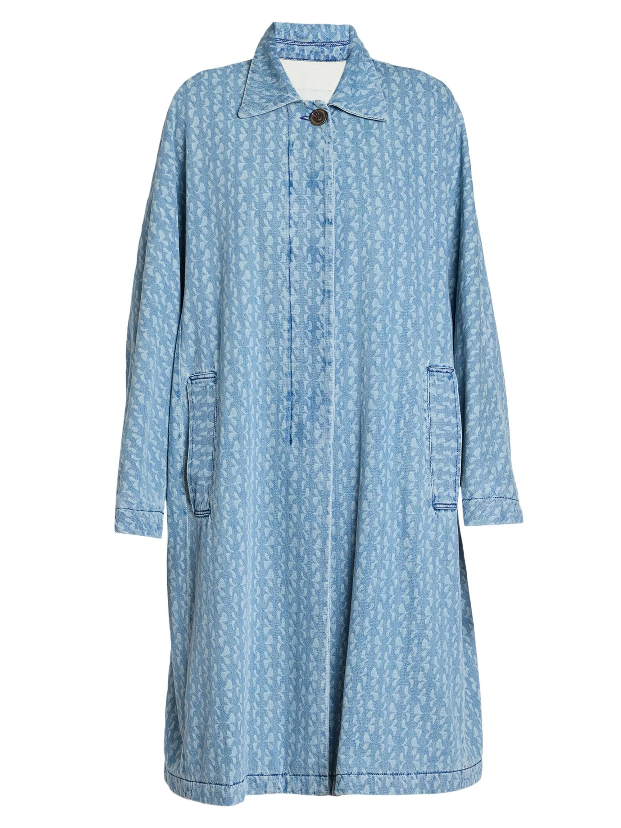 Women's Roolsy Printed Denim Oversized Single-Breasted Coat - Dessina - 1