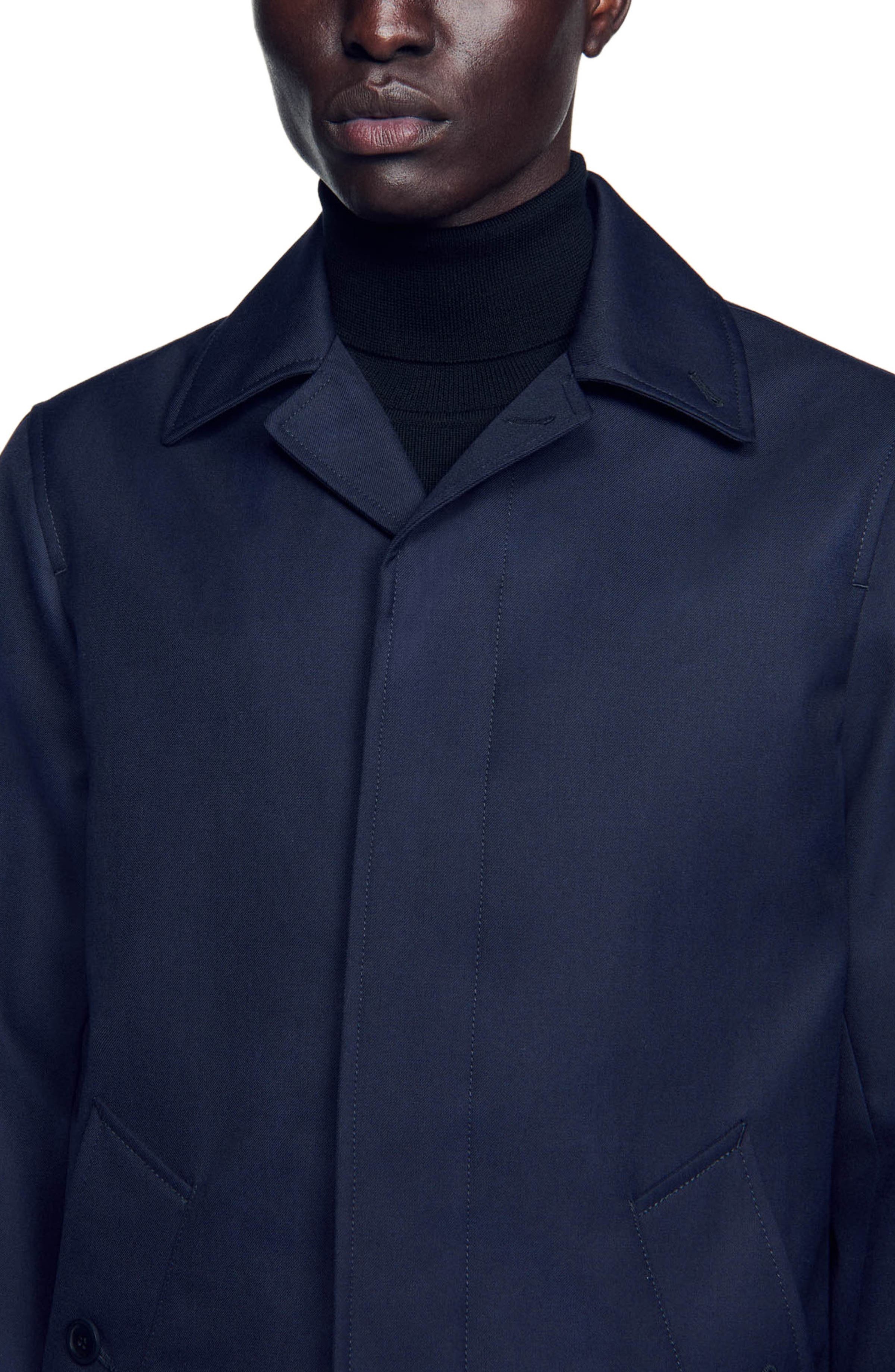 SANDRO Waterproof technical fabric coat in Navy Blue at Nordstrom - 6