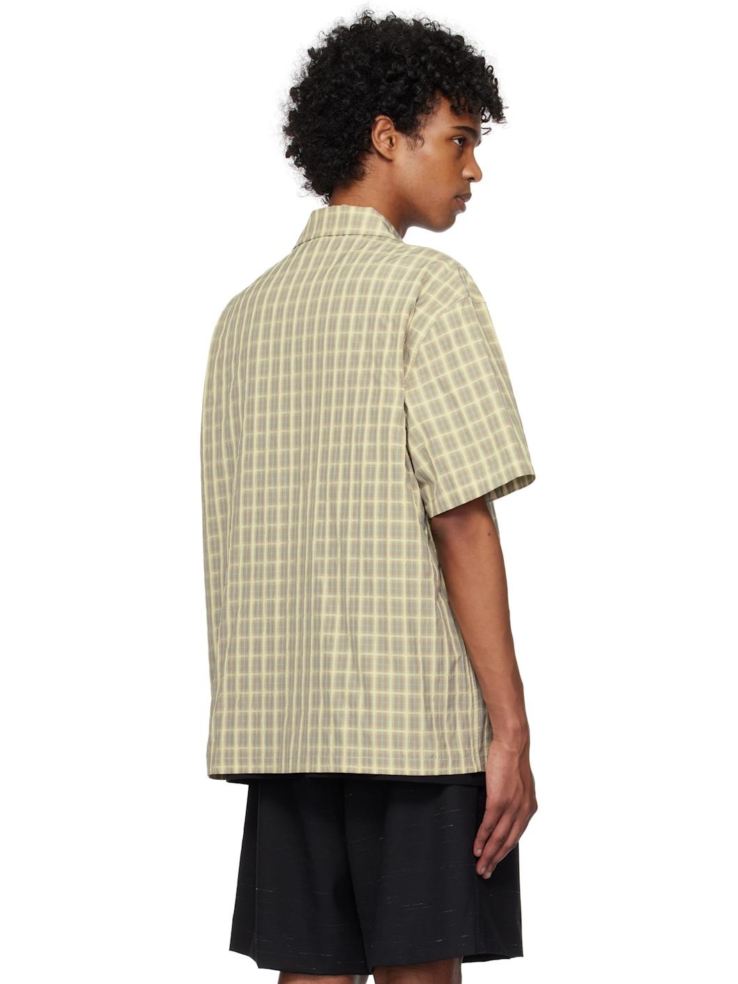 Beige Check Half Sleeve Shirt - 3
