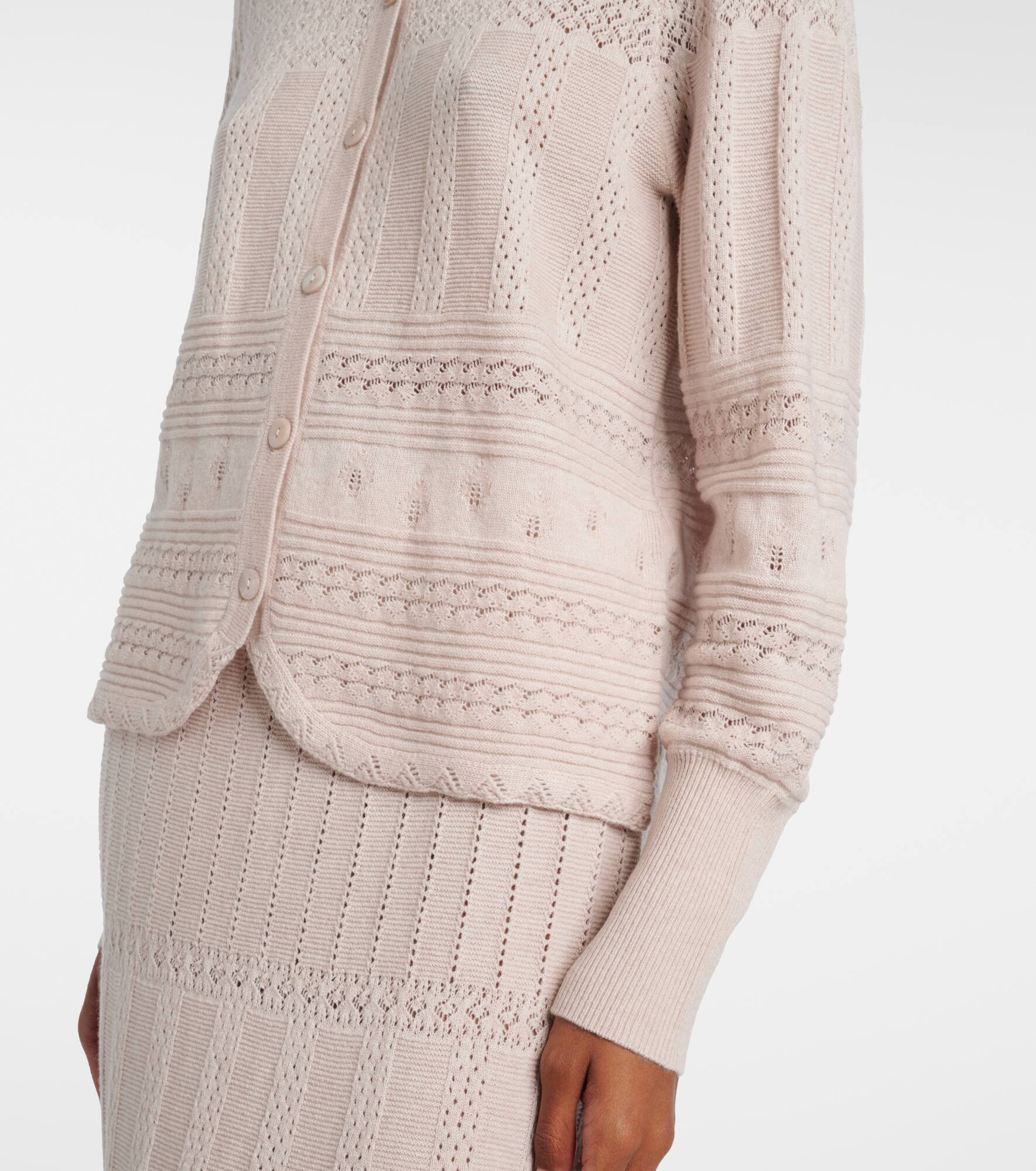 Trio pointelle wool and cashmere cardigan - 5