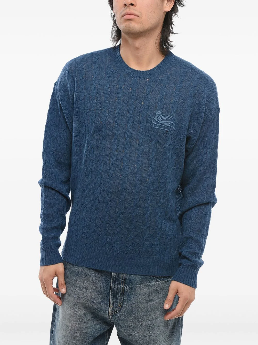 cable-knit embroidered sweater - 1
