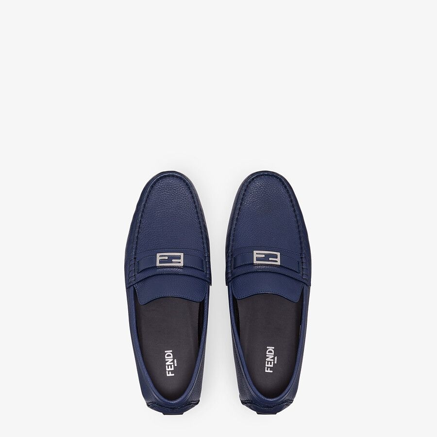 Blue leather driver loafers - 4