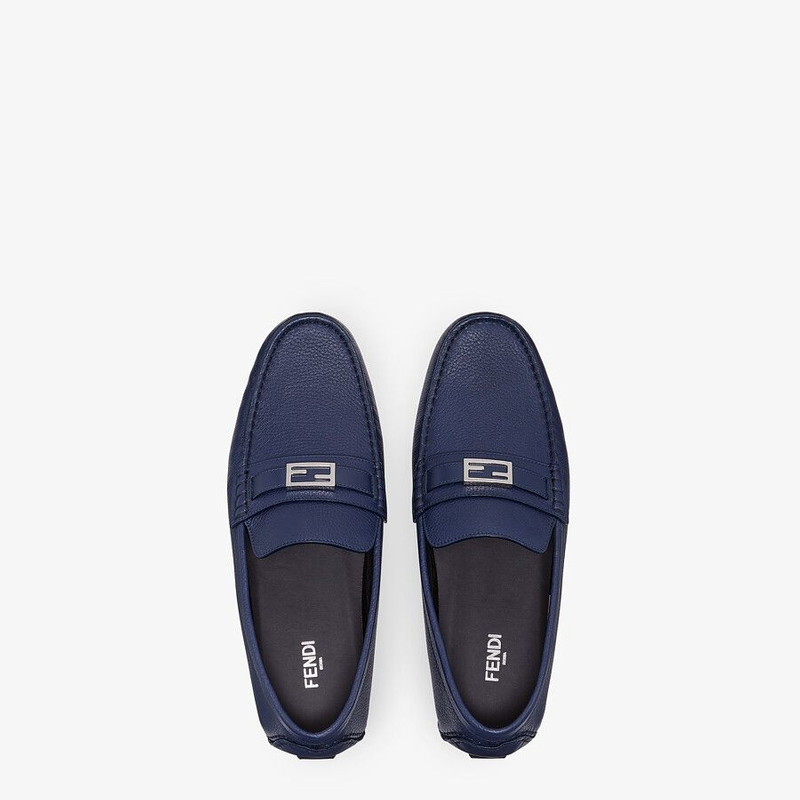 Blue leather driver loafers 4