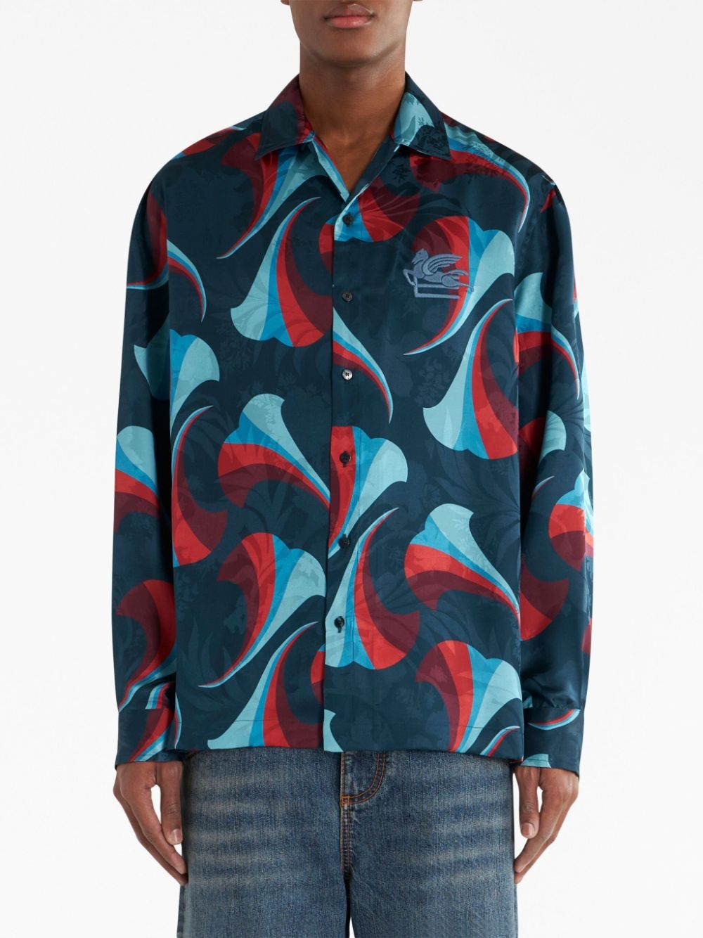floral-print silk bowling shirt - 3