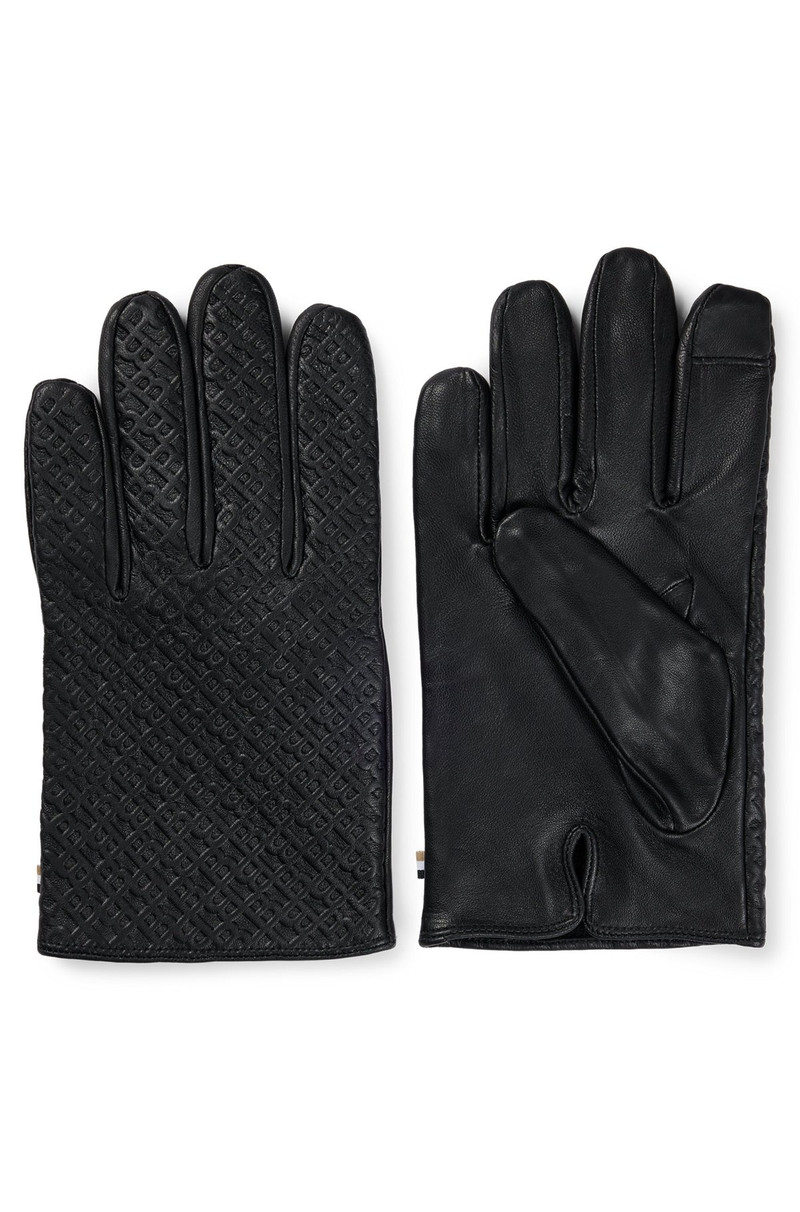MONOGRAMMED GLOVES IN LEATHER WITH TOUCHSCREEN-FRIENDLY FINGERTIPS 1