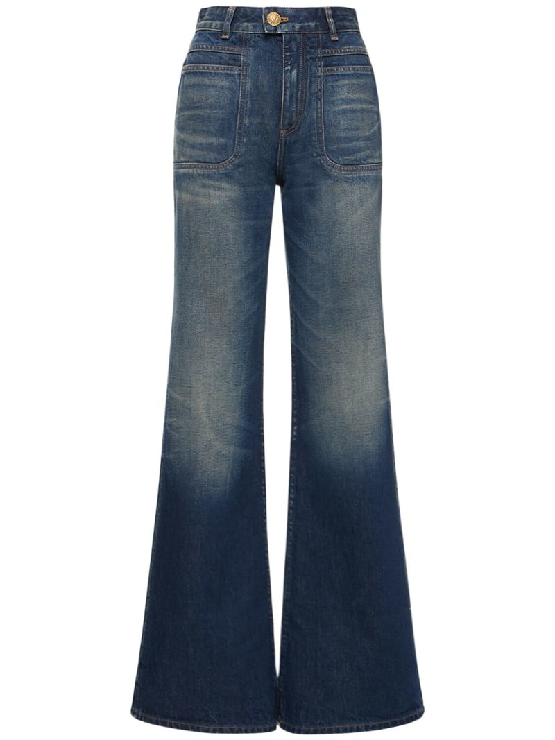 High rise flared denim jeans - 4