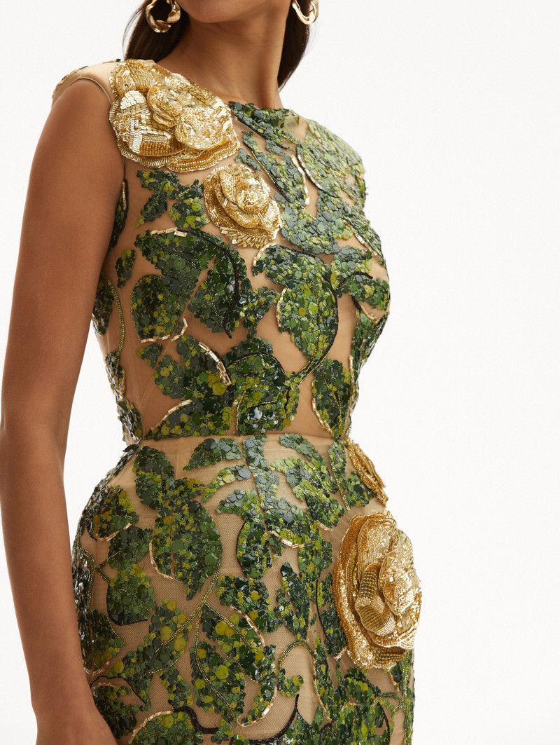 ENGLISH ROSE & LEAVES EMBROIDERED DRESS 5