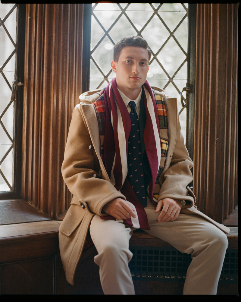 MADE-IN-ENGLAND CRIMSON & DOUBLE WHITE WOOL SCHOOLBOY MUFFLER 2