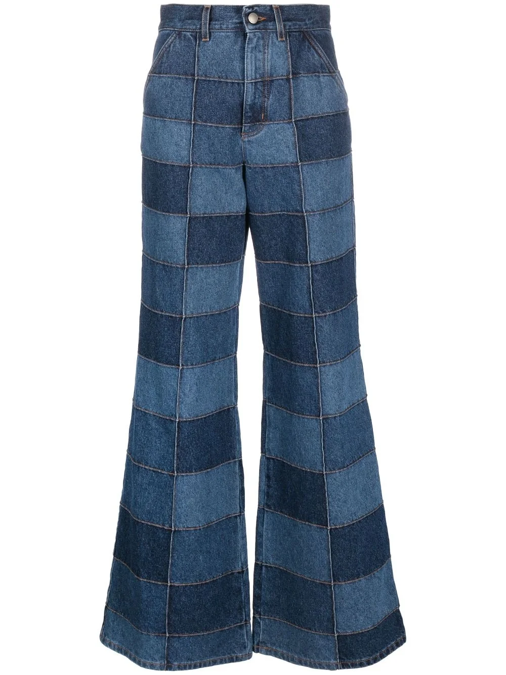 patchwork wide-leg jeans - 1