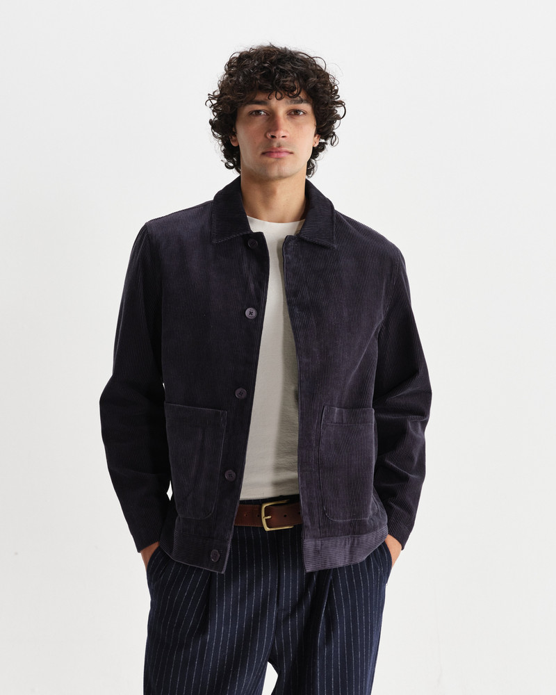 Wax London Landmark - Navy Corduroy Chore Jacket outlook