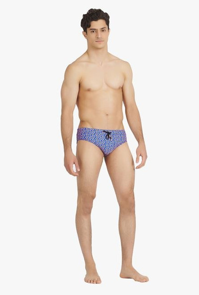 Balmain Bicolor electric blue and orange swim briefs with Balmain monogram outlook