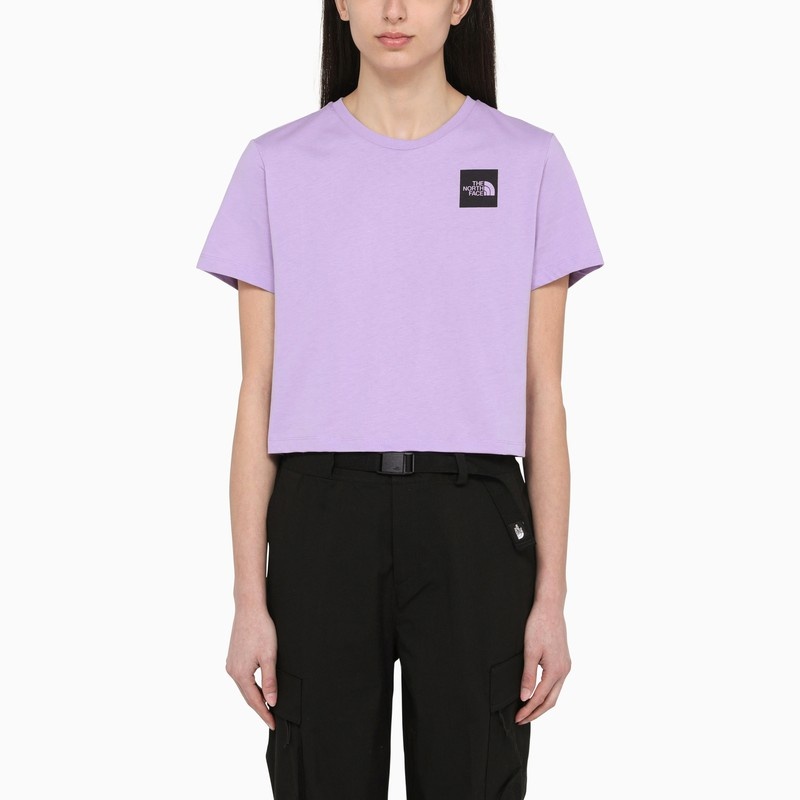 Lilac cotton cropped T-shirt with logo - 1