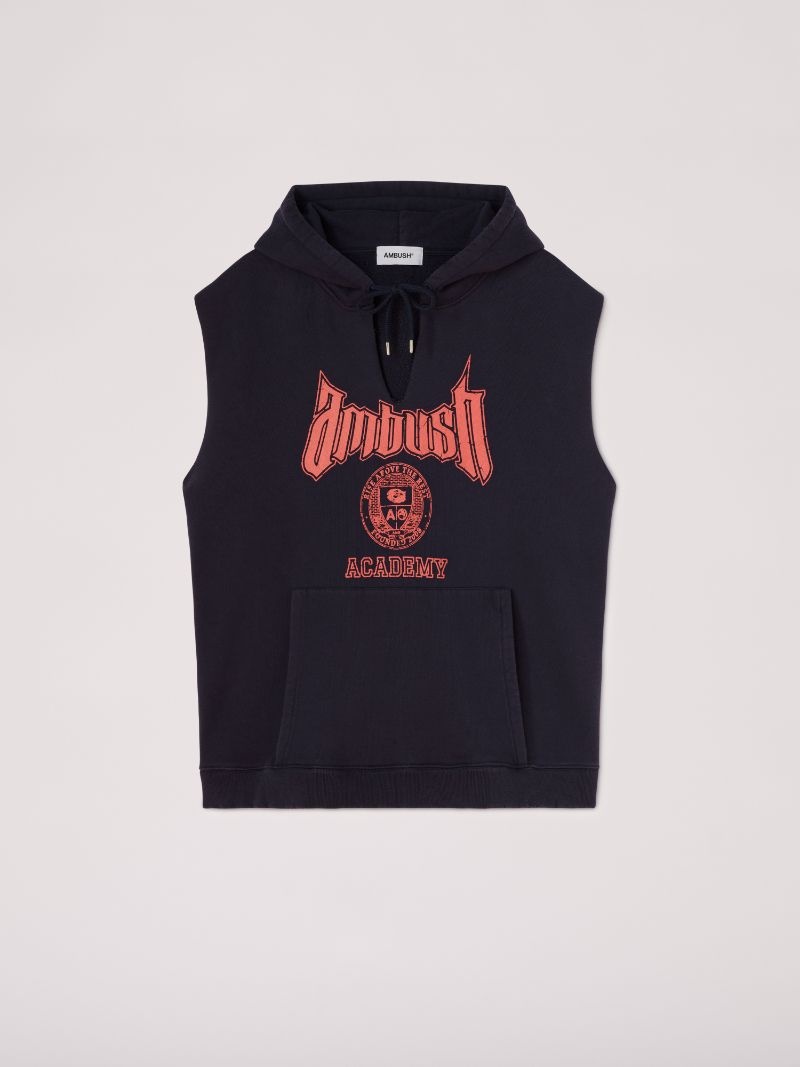 AMBUSH Academy sleeveless cotton-blend hoodie - Black