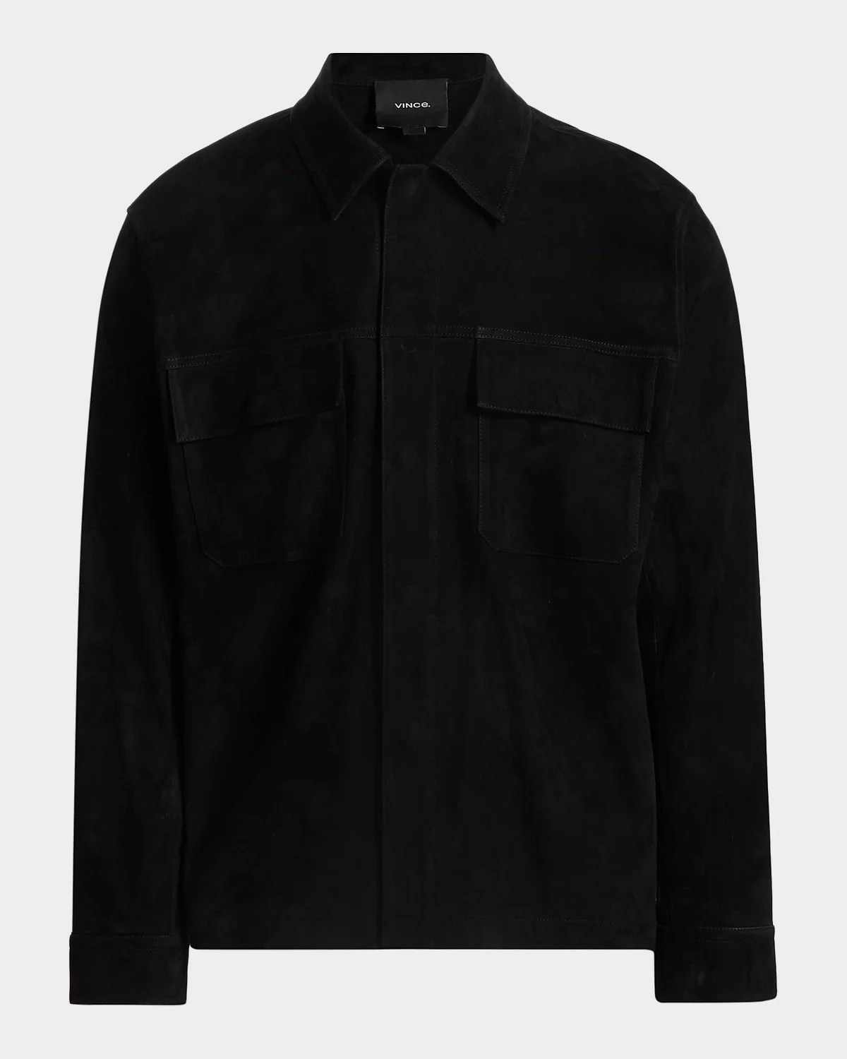 Men's Suede Snap-Front Shirt Jacket - 1