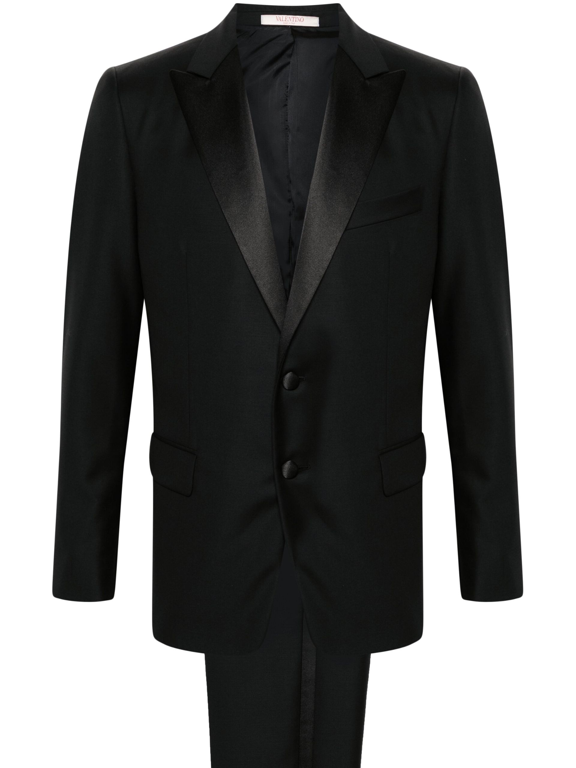 Black Single-Breasted Wool Tuxedo - 1