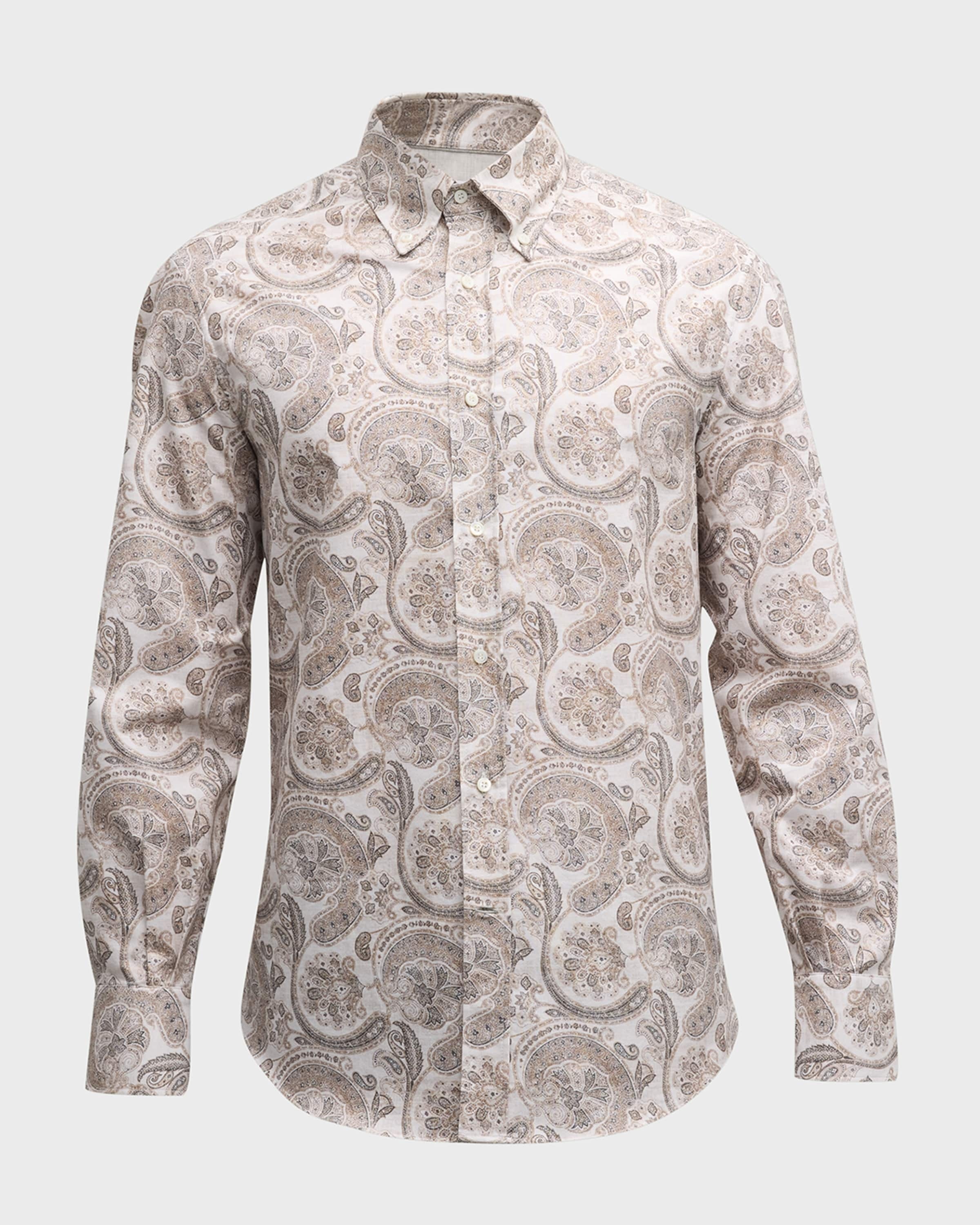 Men's Cotton Paisley-Print Sport Shirt - 1