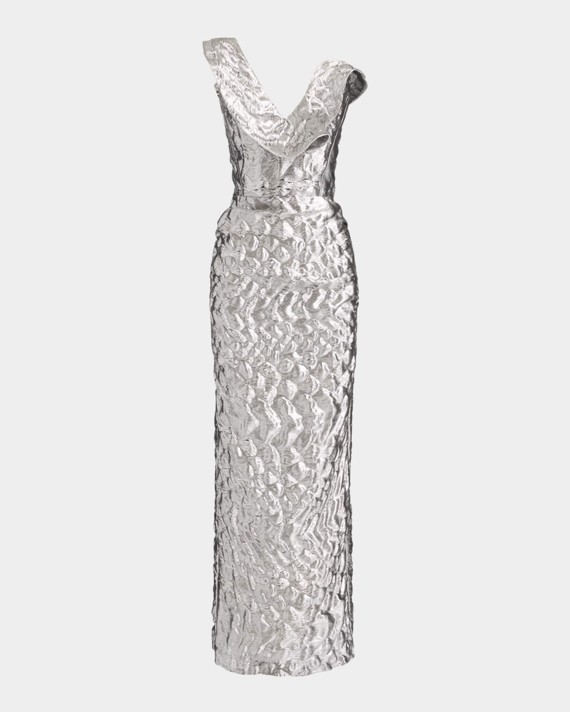 Requiem Strapless Ruffle Metallic Midi Dress - 2