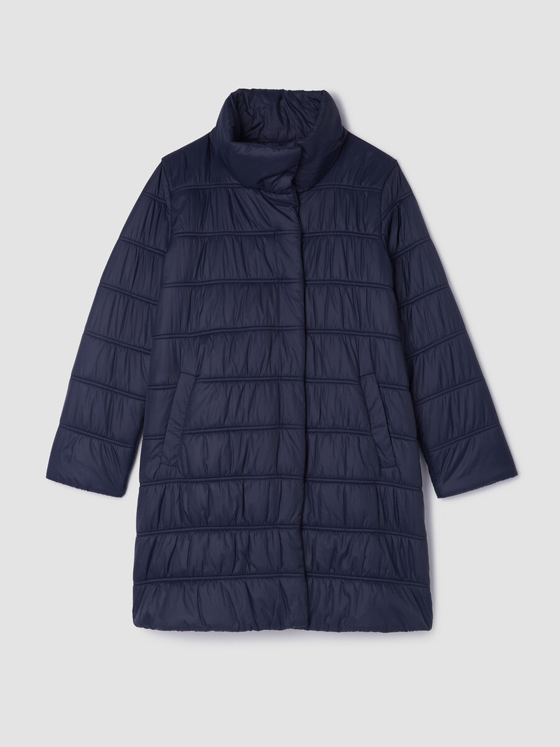 Eggshell Recycled Nylon Ruched Coat 1